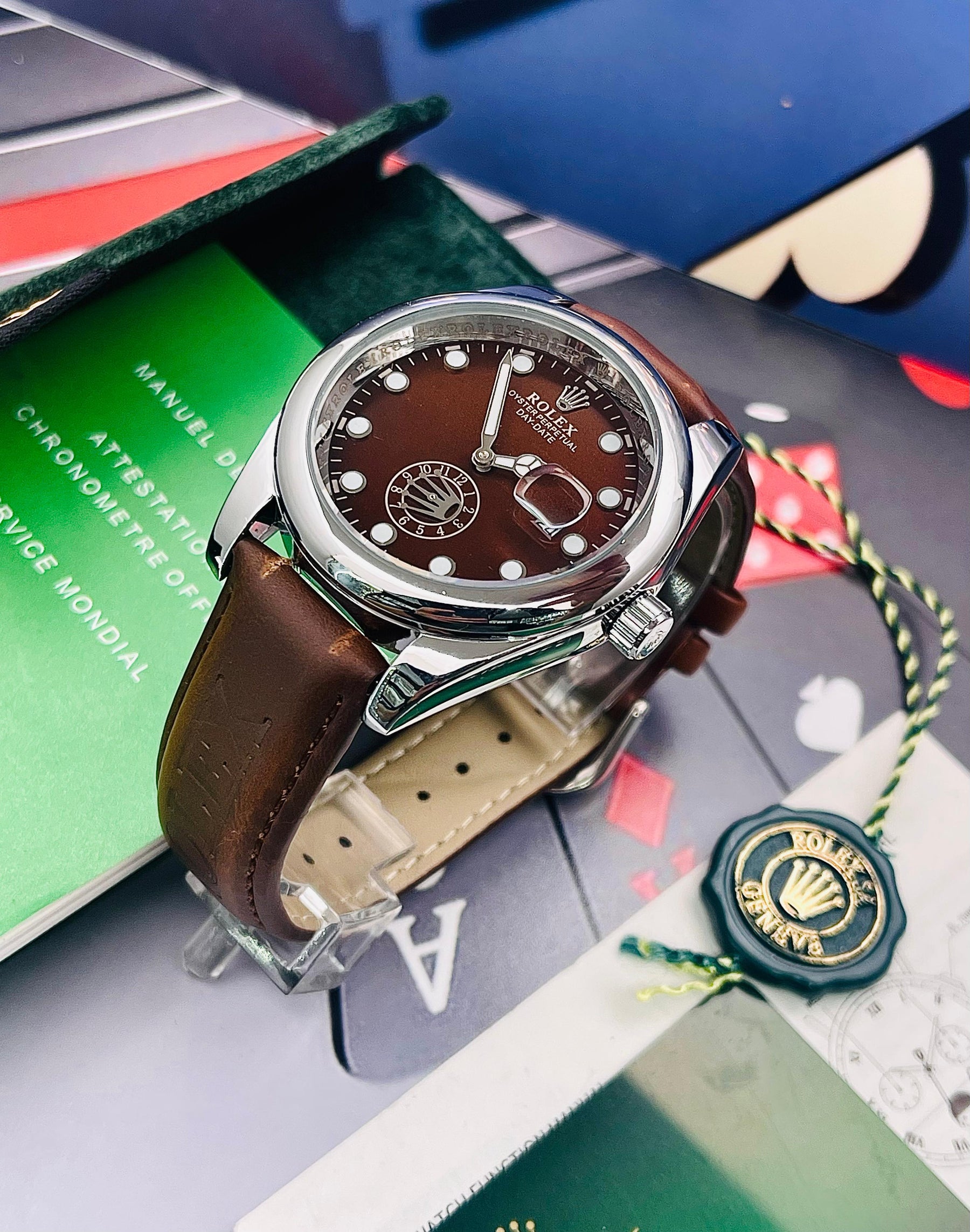 RELOJ ROLEX CUERO R2 + ESTUCHE