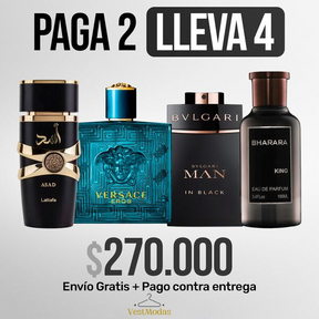 [COMBO LUXE] KIT 4 Perfumes ASAD | BHARARA | VERSACE| BVLGARI + REGALO EXCLUSIVO